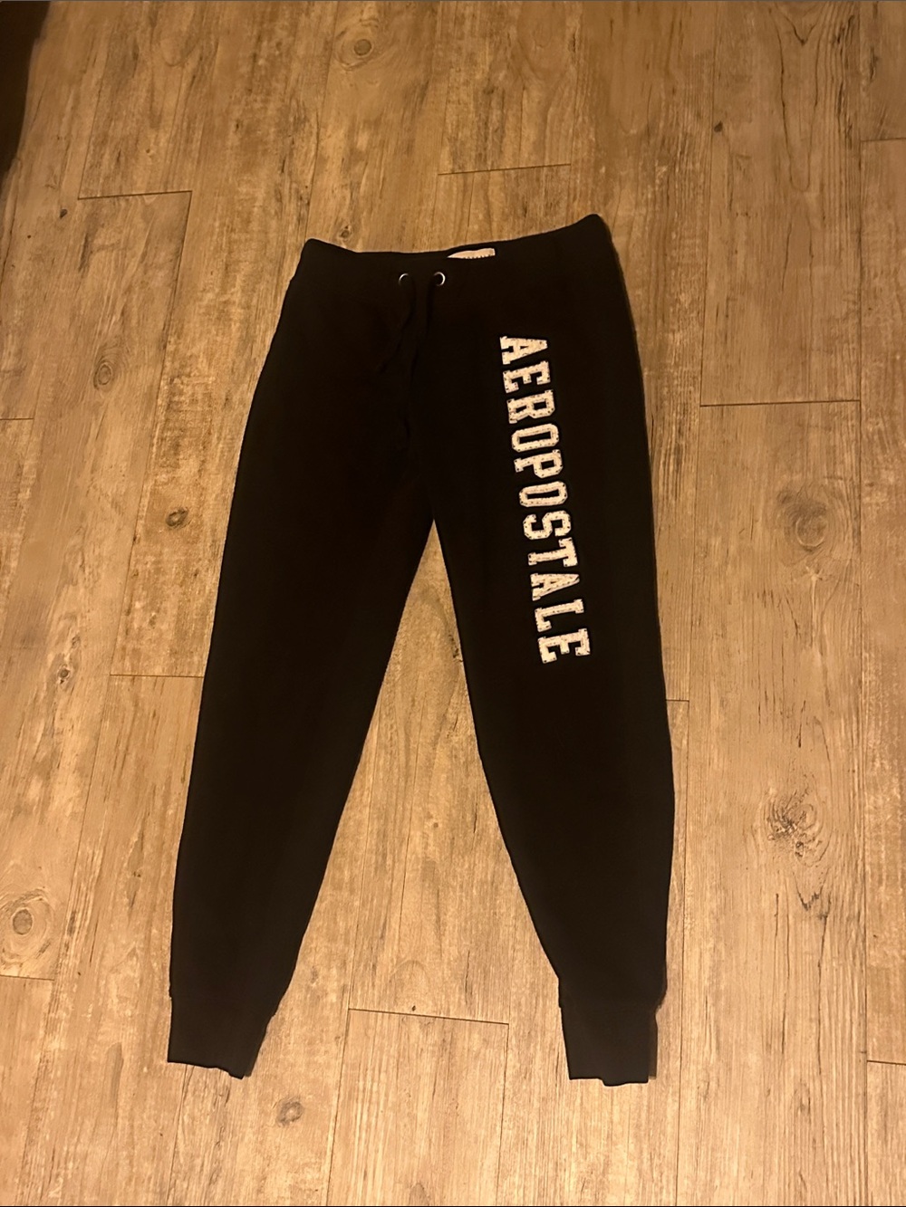 Aeropostale Black Jogger Sweatpants with White Logo Down Leg